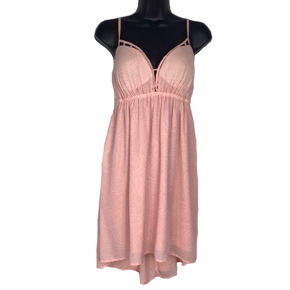 Pink Floral Print Spaghetti Strap Backless Babydoll Dress | Balletcore Fairy Y2K